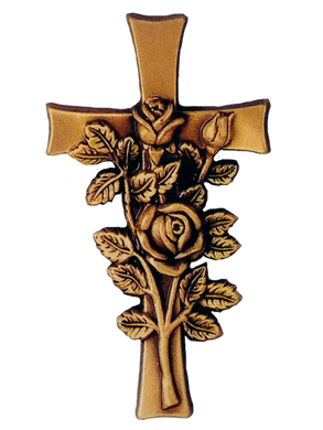 Крест с розами для памятника, 13,5х7,5 см.